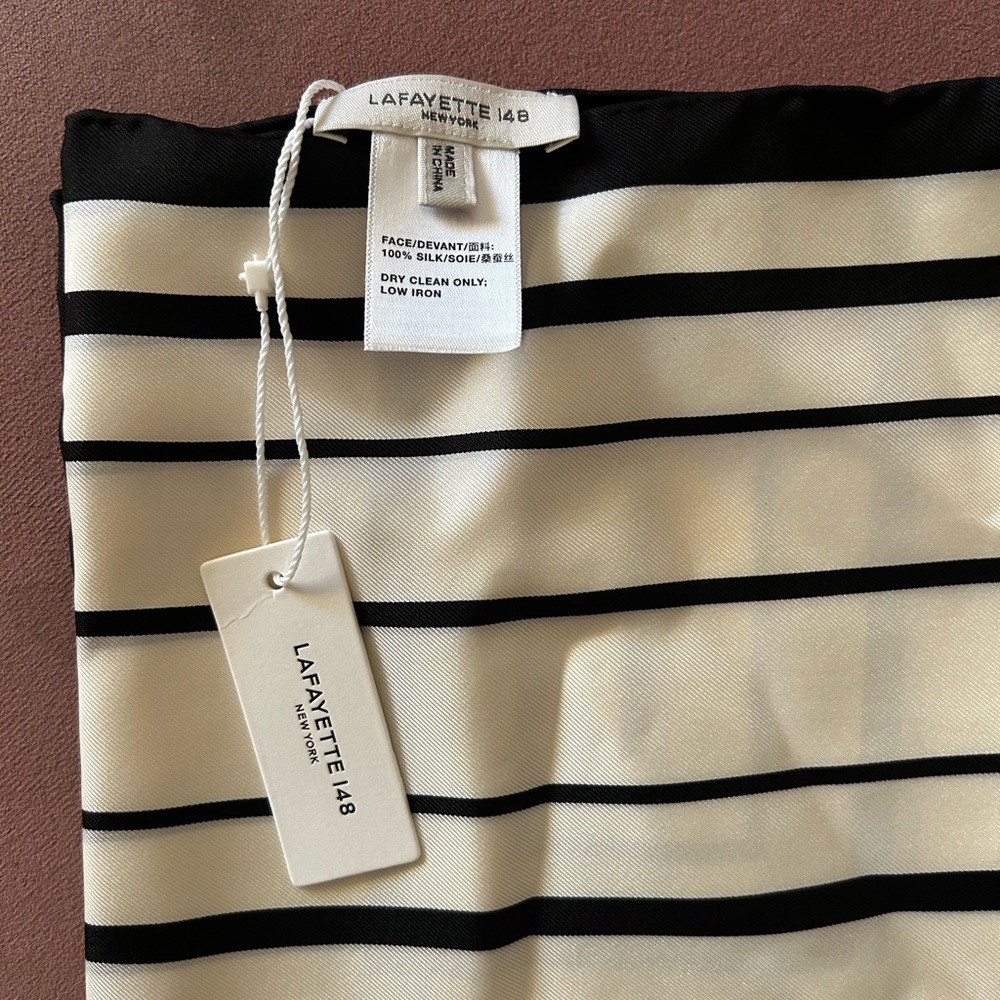Lafayette 148 New York Black and Cream Striped Scarf